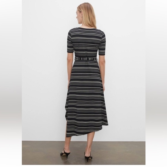 NWT Club Monaco striped square neck knit dress robe with waist tie - Picture 2 of 12